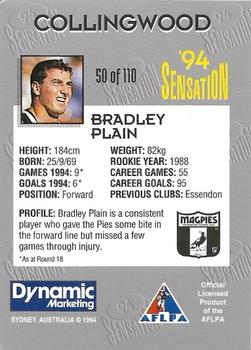 1994 AFL Sensation #50 Bradley Plain Back
